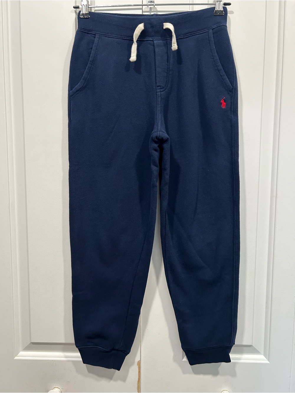 Polo Ralph Lauren Boys M 10-12 Navy Fleece Jogger Sweatpants Red Pony